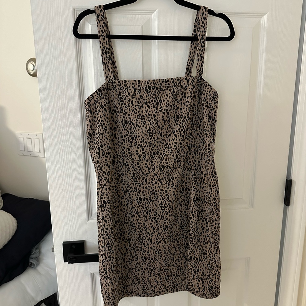 NWT Women's FOREVER 21 Brown Animal Print, Short Flannel Pencil Dress